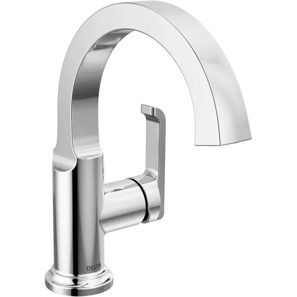 imageDelta Faucet Tetra Chrome Single Hole Bathroom Faucet Chrome Single Handle Bathroom Faucet Bathroom Sink Faucet Diamond Seal Technology Metal Drain Assembly Lumicoat Chrome 588SHPRDSTLumicoat Chrome