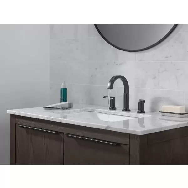 imageDelta Faucet Tetra Chrome Widespread Bathroom Faucet 3 Hole Chrome Bathroom Faucet for Bathroom Sink Bathroom Sink Faucet Diamond Seal Technology Metal Drain Assembly Lumicoat Chrome 35588PRDSTMatte Black