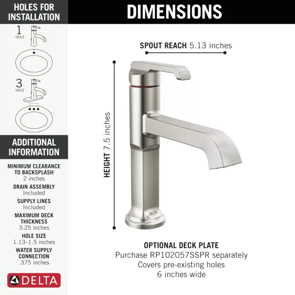 imageDelta Faucet Tetra Gold Single Hole Bathroom Faucet Gold Single Handle Bathroom Faucet Bathroom Sink Faucet Diamond Seal Technology Metal Drain Assembly Lumicoat Champagne Bronze 589CZPRDSTLumicoat Stainless