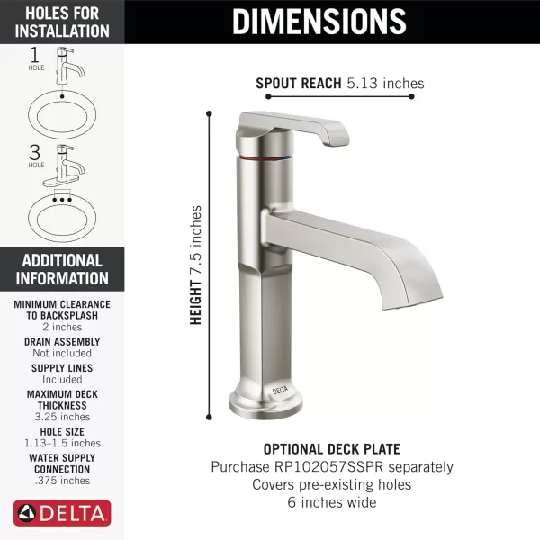 imageDelta Faucet Tetra Gold Single Hole Bathroom Faucet Gold Single Handle Bathroom Faucet Bathroom Sink Faucet Diamond Seal Technology Metal Drain Assembly Lumicoat Champagne Bronze 589CZPRDSTLumicoat Stainless