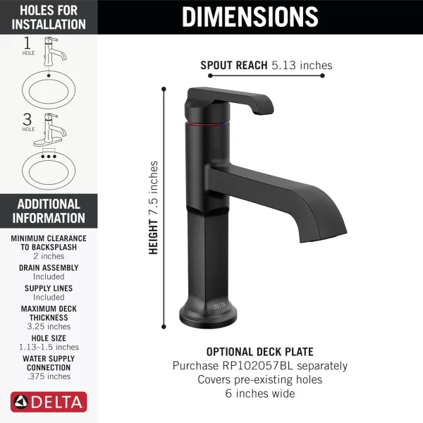 imageDelta Faucet Tetra Gold Single Hole Bathroom Faucet Gold Single Handle Bathroom Faucet Bathroom Sink Faucet Diamond Seal Technology Metal Drain Assembly Lumicoat Champagne Bronze 589CZPRDSTMatte Black
