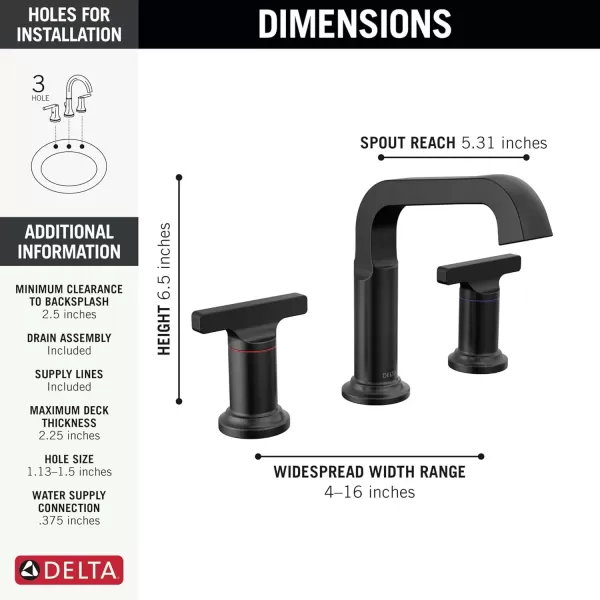 imageDelta Faucet Tetra Gold Widespread Bathroom Faucet 3 Hole Gold Bathroom Faucet for Bathroom Sink Bathroom Sink Faucet Diamond Seal Metal Drain Lumicoat Champagne Bronze 35587CZPRDSTMatte Black