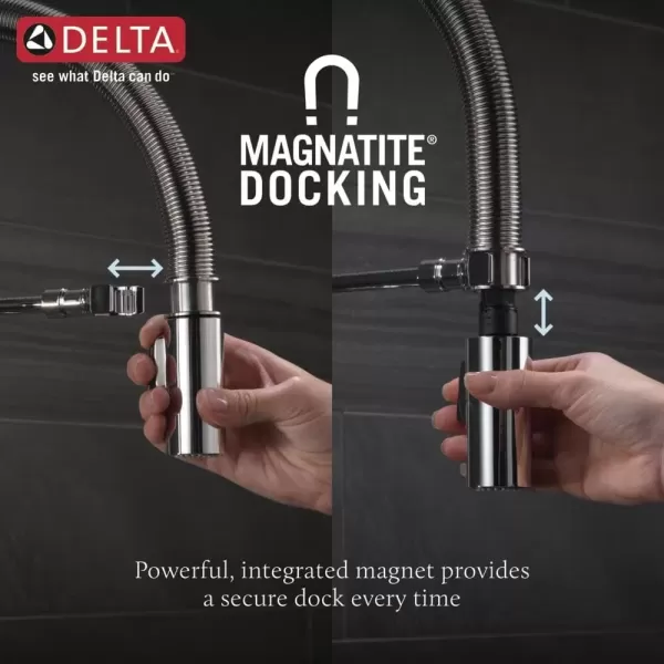 imageDelta Faucet Trinsic Pro Commercial Style Kitchen Faucet Touch Kitchen Faucets with Pull Down Sprayer Kitchen Sink Faucet Touch Faucet Delta Touch2O Technology Black Stainless 9659TKSDST