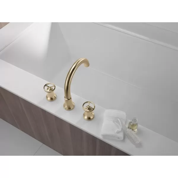 imageDelta Faucet Trinsic Roman Tub Trim  T2759SS  Modern Bathroom Tub Faucet Set  Includes Tub Faucet ampamp Handles  Stainless Valve Sold SeparatelyChampagne Bronze