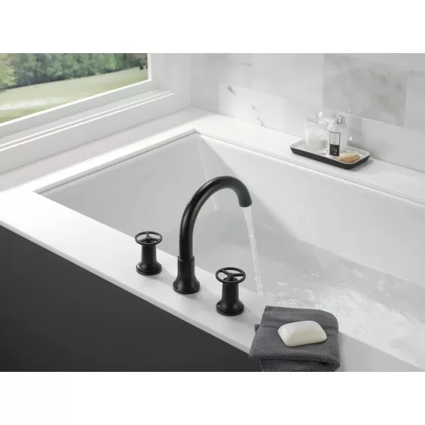 imageDelta Faucet Trinsic Roman Tub Trim  T2759SS  Modern Bathroom Tub Faucet Set  Includes Tub Faucet ampamp Handles  Stainless Valve Sold SeparatelyMatte Black