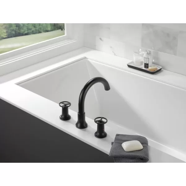imageDelta Faucet Trinsic Roman Tub Trim  T2759SS  Modern Bathroom Tub Faucet Set  Includes Tub Faucet ampamp Handles  Stainless Valve Sold SeparatelyMatte Black