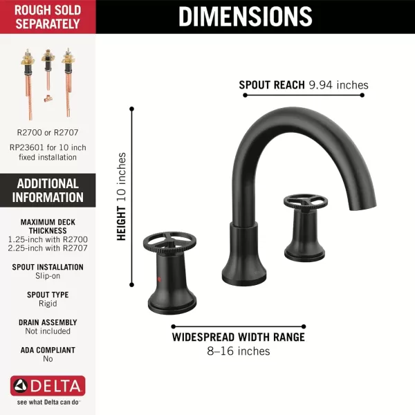 imageDelta Faucet Trinsic Roman Tub Trim  T2759SS  Modern Bathroom Tub Faucet Set  Includes Tub Faucet ampamp Handles  Stainless Valve Sold SeparatelyMatte Black