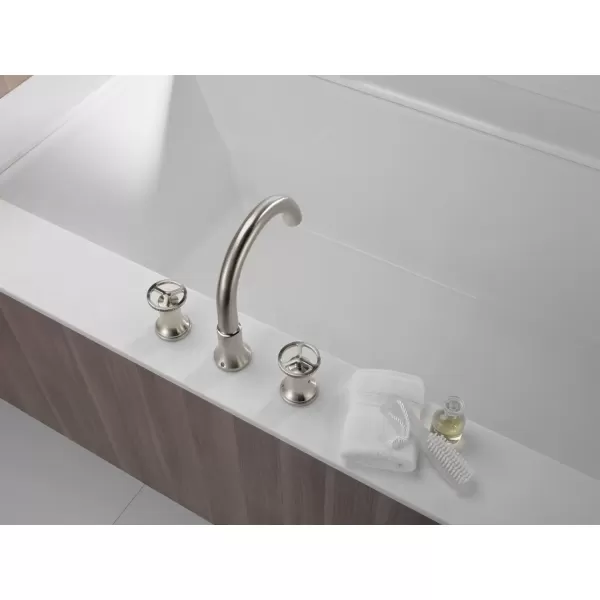 imageDelta Faucet Trinsic Roman Tub Trim  T2759SS  Modern Bathroom Tub Faucet Set  Includes Tub Faucet ampamp Handles  Stainless Valve Sold SeparatelyStainless