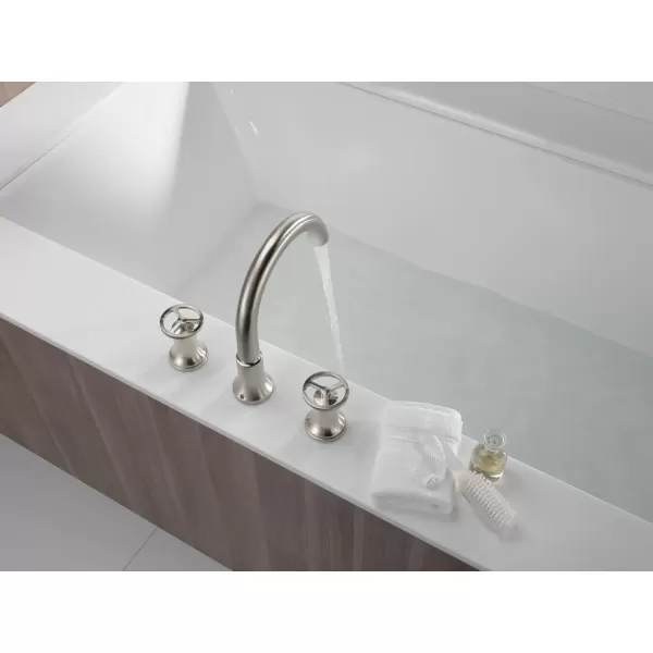 imageDelta Faucet Trinsic Roman Tub Trim  T2759SS  Modern Bathroom Tub Faucet Set  Includes Tub Faucet ampamp Handles  Stainless Valve Sold SeparatelyStainless