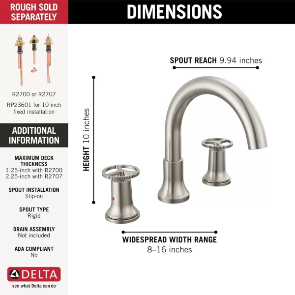 imageDelta Faucet Trinsic Roman Tub Trim  T2759SS  Modern Bathroom Tub Faucet Set  Includes Tub Faucet ampamp Handles  Stainless Valve Sold SeparatelyStainless