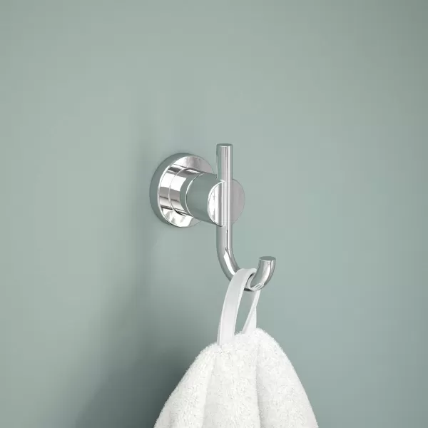 imageDelta Nicoli 1Pack Towel Hooks Matte Black Double Bathroom Hooks Wall Mounted for Robes ampamp Towels Hand Towel Hook Holder Kitchen Bathroom Accessories NIC35MBPolished Chrome