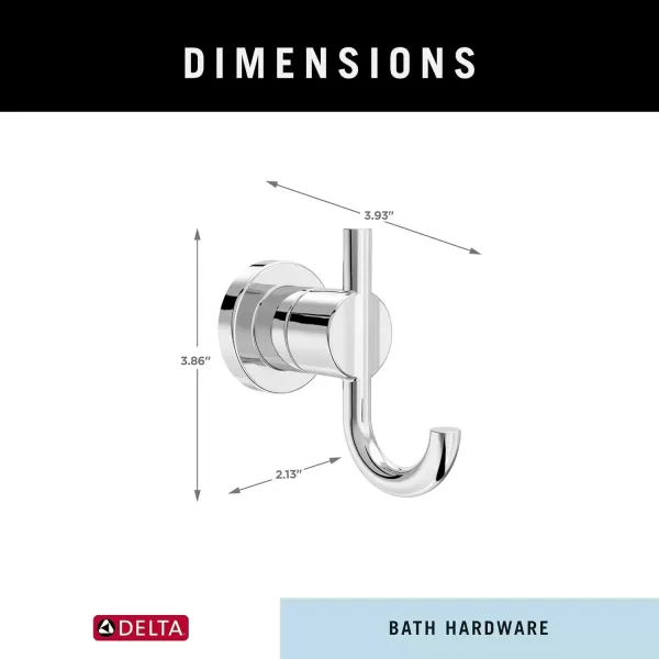 imageDelta Nicoli 1Pack Towel Hooks Matte Black Double Bathroom Hooks Wall Mounted for Robes ampamp Towels Hand Towel Hook Holder Kitchen Bathroom Accessories NIC35MBPolished Chrome