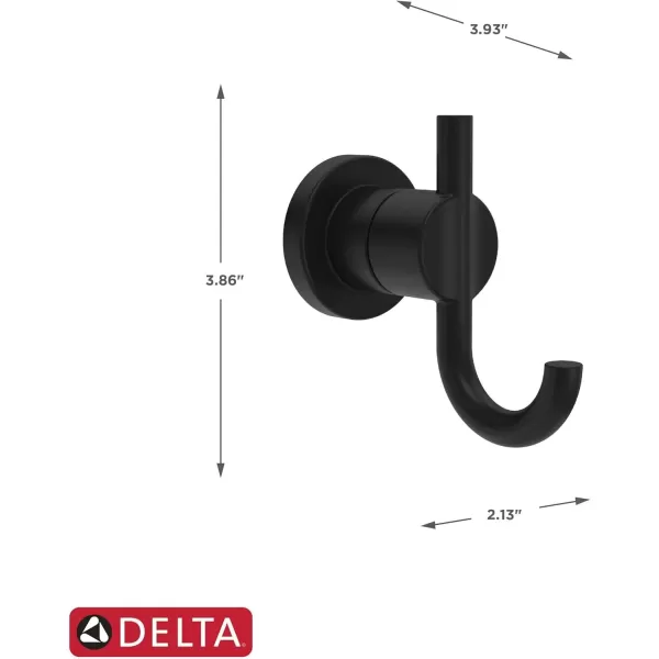 imageDelta Nicoli 1Pack Towel Hooks Matte Black Double Bathroom Hooks Wall Mounted for Robes ampamp Towels Hand Towel Hook Holder Kitchen Bathroom Accessories NIC35MBMatte Black