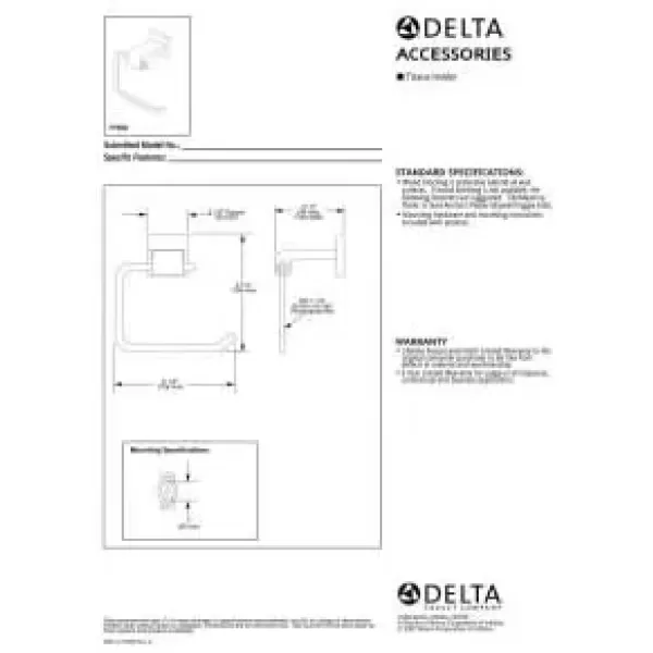 imageDELTA Ara Single Post Toilet Paper Holder Polished Chrome Bathroom Accessories 77550 35 x 625 x 35 InchesMatte Black