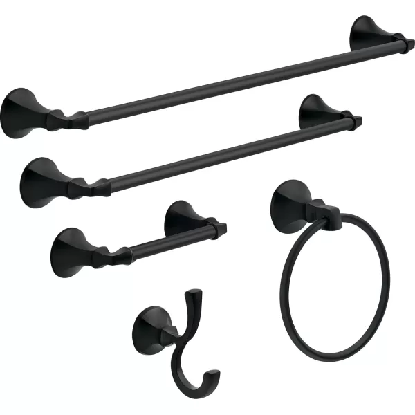 imageDELTA FAUCET Rubber Limited 76424BL Ashlyn 24in Wall Mount Towel Bar Bath Hardware Accessory in Matte BlackMatte Black