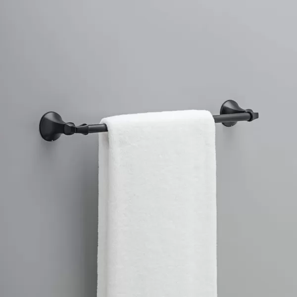 imageDELTA FAUCET Rubber Limited 76424BL Ashlyn 24in Wall Mount Towel Bar Bath Hardware Accessory in Matte BlackMatte Black