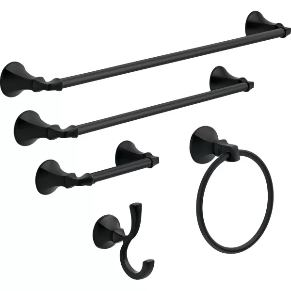 imageDELTA FAUCET Rubber Limited 76424BL Ashlyn 24in Wall Mount Towel Bar Bath Hardware Accessory in Matte BlackMatte Black
