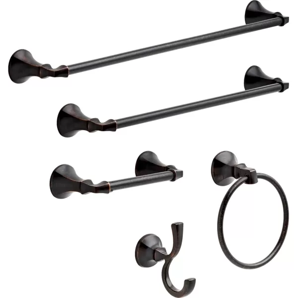 imageDELTA FAUCET Rubber Limited 76424BL Ashlyn 24in Wall Mount Towel Bar Bath Hardware Accessory in Matte BlackSpotshield Venetian Bronze
