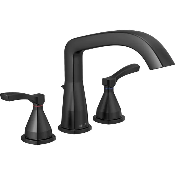 imageDELTA FAUCET T2776BL Three Hole Roman Tub Trim DeckMount Without Diverter Matte BlackMatte Black