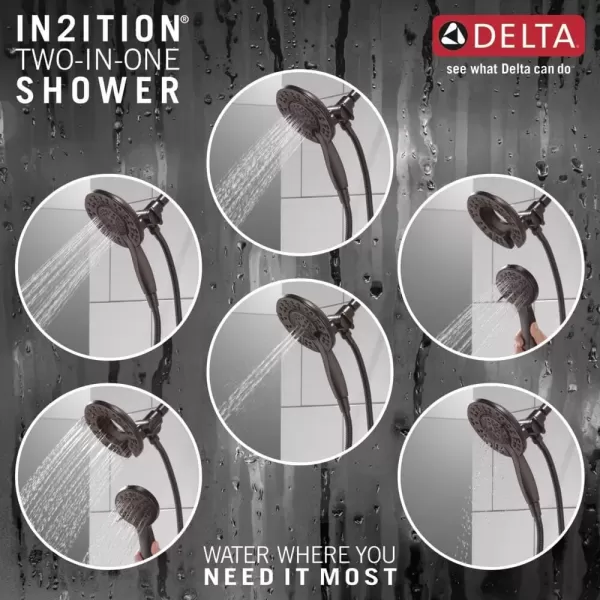 imageDelta Faucet 4Spray In2ition Dual Shower Head with Handheld Spray Gold Shower Head with Hose Showerheads ampamp Handheld Showers Handheld Shower Heads Champagne Bronze 58499CZVenetian Bronze