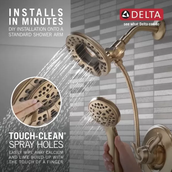 imageDelta Faucet 4Spray In2ition Dual Shower Head with Handheld Spray Gold Shower Head with Hose Showerheads ampamp Handheld Showers Handheld Shower Heads Champagne Bronze 58499CZChampagne Bronze