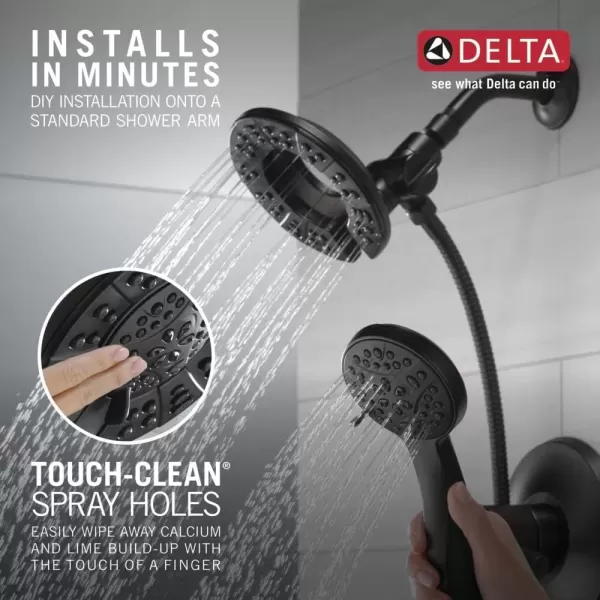 imageDelta Faucet 4Spray In2ition Dual Shower Head with Handheld Spray Gold Shower Head with Hose Showerheads ampamp Handheld Showers Handheld Shower Heads Champagne Bronze 58499CZMatte Black
