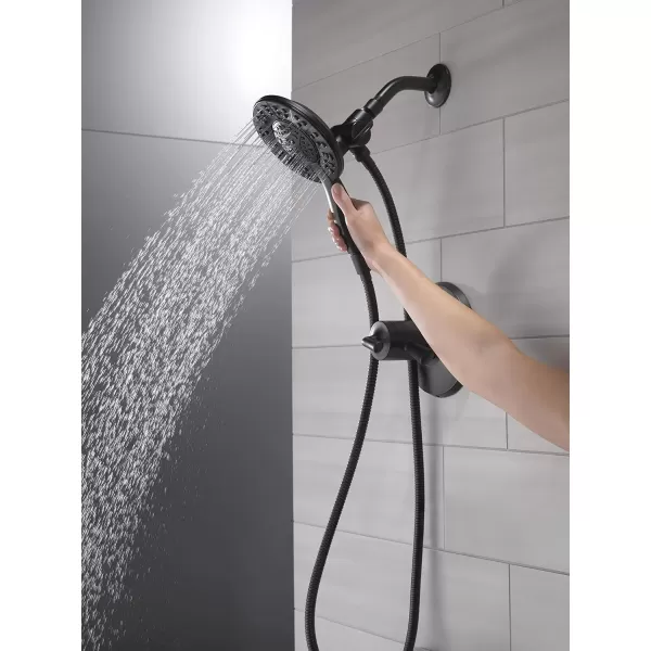 imageDelta Faucet 4Spray In2ition Dual Shower Head with Handheld Spray Gold Shower Head with Hose Showerheads ampamp Handheld Showers Handheld Shower Heads Champagne Bronze 58499CZMatte Black