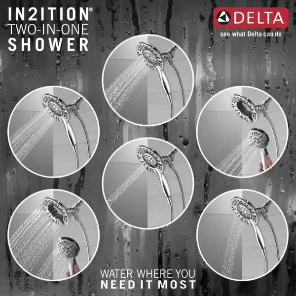 imageDelta Faucet 4Spray In2ition Dual Shower Head with Handheld Spray Gold Shower Head with Hose Showerheads ampamp Handheld Showers Handheld Shower Heads Champagne Bronze 58499CZChrome