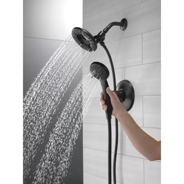 imageDelta Faucet 4Spray In2ition Dual Shower Head with Handheld Spray Gold Shower Head with Hose Showerheads ampamp Handheld Showers Handheld Shower Heads Champagne Bronze 58499CZMatte Black