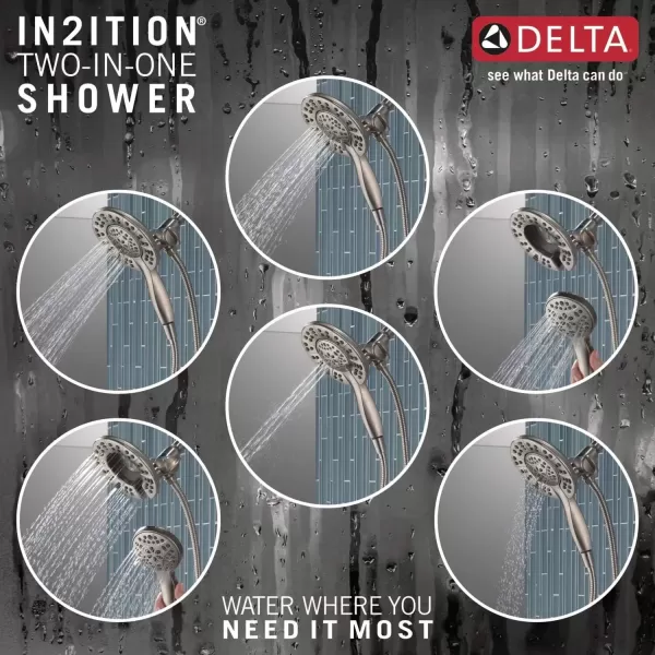 imageDelta Faucet 4Spray In2ition Dual Shower Head with Handheld Spray Gold Shower Head with Hose Showerheads ampamp Handheld Showers Handheld Shower Heads Champagne Bronze 58499CZStainless