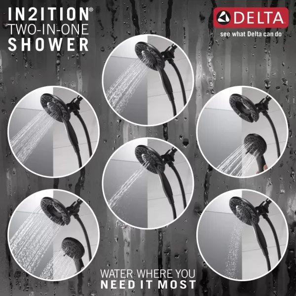 imageDelta Faucet 4Spray In2ition Dual Shower Head with Handheld Spray Gold Shower Head with Hose Showerheads ampamp Handheld Showers Handheld Shower Heads Champagne Bronze 58499CZMatte Black