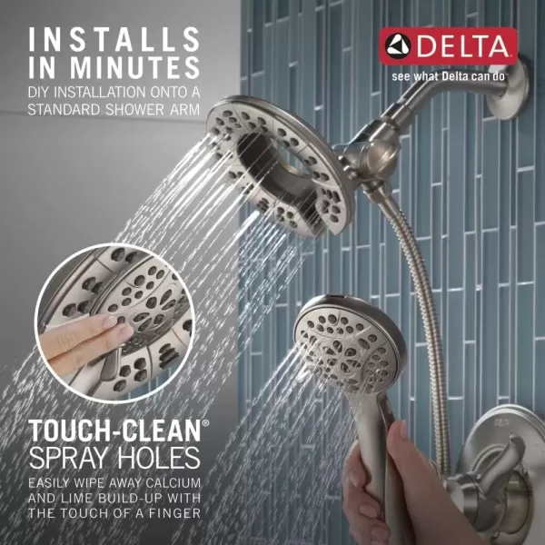 imageDelta Faucet 4Spray In2ition Dual Shower Head with Handheld Spray Gold Shower Head with Hose Showerheads ampamp Handheld Showers Handheld Shower Heads Champagne Bronze 58499CZStainless
