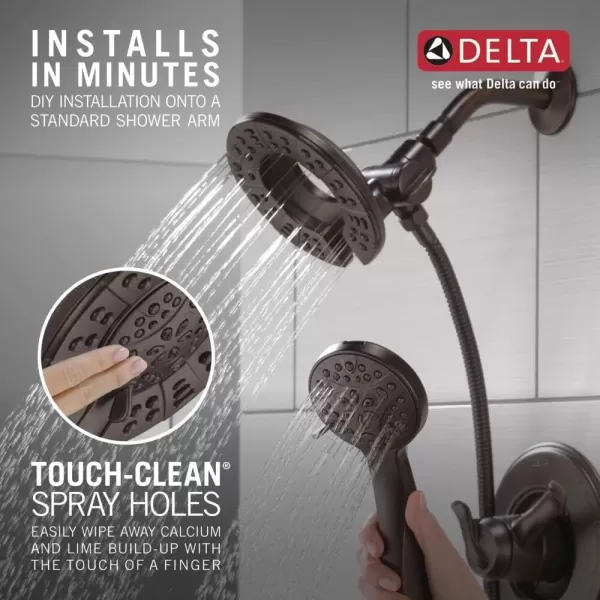 imageDelta Faucet 4Spray In2ition Dual Shower Head with Handheld Spray Gold Shower Head with Hose Showerheads ampamp Handheld Showers Handheld Shower Heads Champagne Bronze 58499CZVenetian Bronze