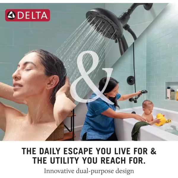 imageDelta Faucet 5Spray In2ition Dual Shower Head with Handheld Spray H2Okinetic Brushed Nickel Shower Head with Hose Showerheads Handheld Shower Heads Lumicoat Stainless 58480SSPRPK