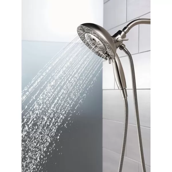 imageDelta Faucet 5Spray In2ition Dual Shower Head with Handheld Spray H2Okinetic Brushed Nickel Shower Head with Hose Showerheads Handheld Shower Heads Lumicoat Stainless 58480SSPRPK