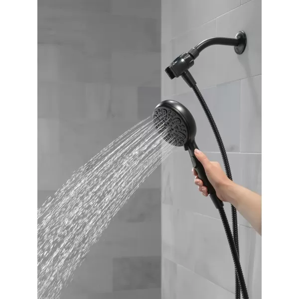 imageDelta Faucet 6Setting SureDock Magnetic Shower Head with Handheld Spray Chrome Shower Head with Hose Round Shower Head Showerheads ampamp Handheld Showers MagnaTite Docking Chrome 75609Matte Black