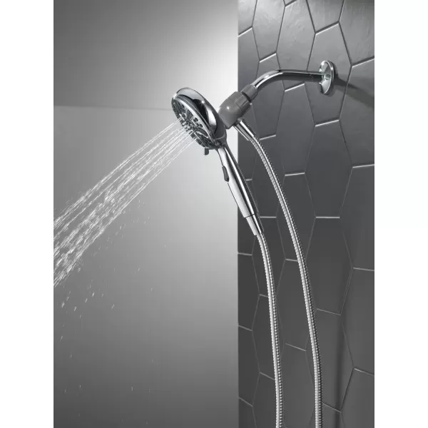 imageDelta Faucet 6Setting SureDock Magnetic Shower Head with Handheld Spray Chrome Shower Head with Hose Round Shower Head Showerheads ampamp Handheld Showers MagnaTite Docking Chrome 75609Chrome