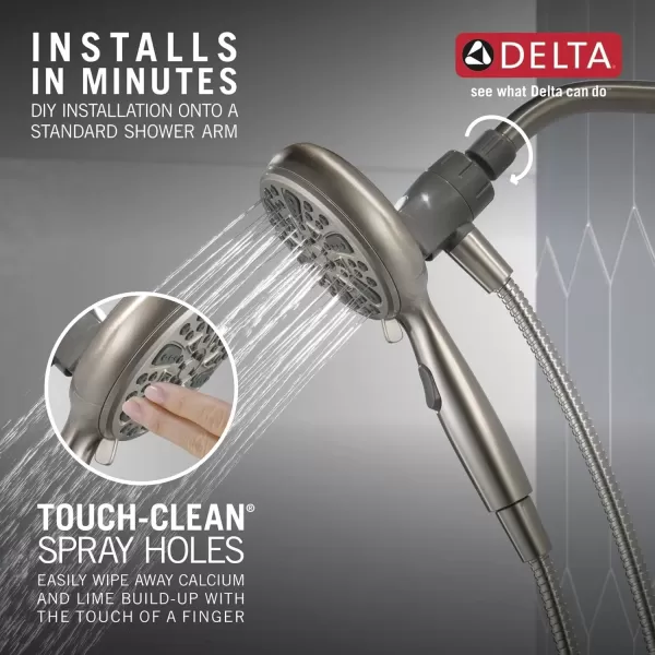imageDelta Faucet 6Setting SureDock Magnetic Shower Head with Handheld Spray Chrome Shower Head with Hose Round Shower Head Showerheads ampamp Handheld Showers MagnaTite Docking Chrome 75609Stainless