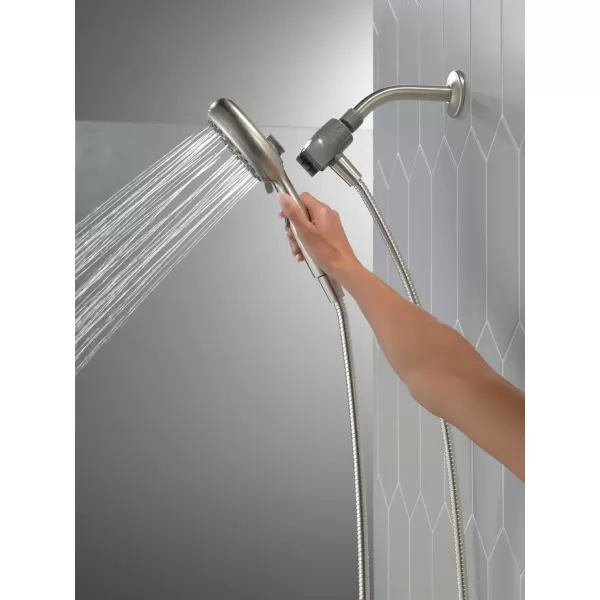 imageDelta Faucet 6Setting SureDock Magnetic Shower Head with Handheld Spray Chrome Shower Head with Hose Round Shower Head Showerheads ampamp Handheld Showers MagnaTite Docking Chrome 75609Stainless