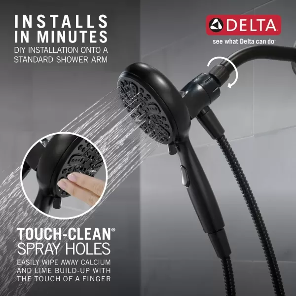 imageDelta Faucet 6Setting SureDock Magnetic Shower Head with Handheld Spray Chrome Shower Head with Hose Round Shower Head Showerheads ampamp Handheld Showers MagnaTite Docking Chrome 75609Matte Black