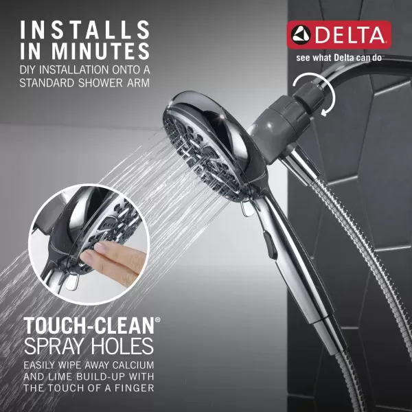 imageDelta Faucet 6Setting SureDock Magnetic Shower Head with Handheld Spray Chrome Shower Head with Hose Round Shower Head Showerheads ampamp Handheld Showers MagnaTite Docking Chrome 75609Chrome