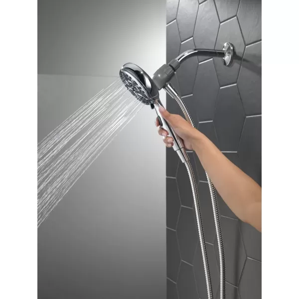 imageDelta Faucet 6Setting SureDock Magnetic Shower Head with Handheld Spray Chrome Shower Head with Hose Round Shower Head Showerheads ampamp Handheld Showers MagnaTite Docking Chrome 75609Chrome