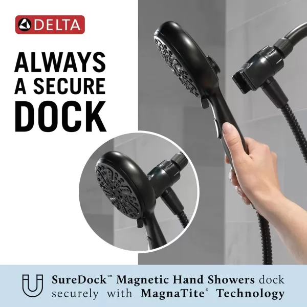 imageDelta Faucet 6Setting SureDock Magnetic Shower Head with Handheld Spray Chrome Shower Head with Hose Round Shower Head Showerheads ampamp Handheld Showers MagnaTite Docking Chrome 75609Stainless