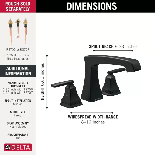 imageDelta Faucet Ashlyn 2Handle Widespread Roman Tub Faucet Brushed Nickel Tub Faucet Roman Bathtub Faucet Delta Roman Tub Faucet Tub Filler Stainless T2764SS Valve Not IncludedMatte Black