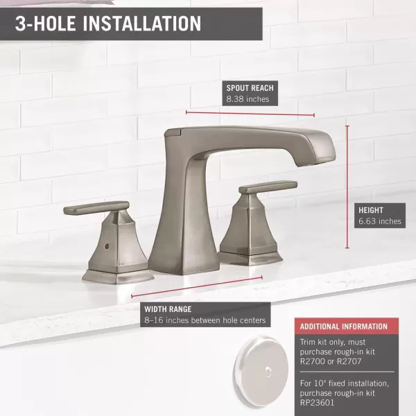 imageDelta Faucet Ashlyn 2Handle Widespread Roman Tub Faucet Brushed Nickel Tub Faucet Roman Bathtub Faucet Delta Roman Tub Faucet Tub Filler Stainless T2764SS Valve Not IncludedStainless