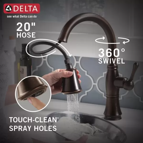 imageDelta Faucet Cassidy Touch Kitchen Faucet Oil Rubbed Bronze Kitchen Faucets with Pull Down Sprayer Kitchen Sink Faucet Faucet for Kitchen Sink Touch2O Technology Venetian Bronze 9197TRBDST