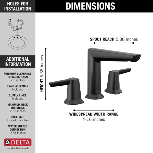 imageDelta Faucet Galeon Widespread Bathroom Faucet 3 Hole Brushed Nickel Bathroom Faucet for Bathroom Sink Bathroom Sink Faucet Diamond Seal Technology Lumicoat Stainless 3571SSPRMPUDSTMatte Black