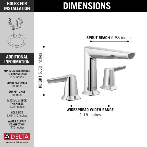 imageDelta Faucet Galeon Widespread Bathroom Faucet 3 Hole Brushed Nickel Bathroom Faucet for Bathroom Sink Bathroom Sink Faucet Diamond Seal Technology Lumicoat Stainless 3571SSPRMPUDSTLumicoat Chrome