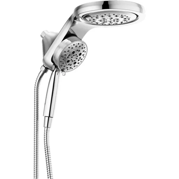 imageDelta Faucet HydroRain 5Spray H2Okinetic Dual Shower Head with Handheld Spray Chrome Shower Head with Hose Handheld Shower Heads Detachable Shower 25 GPM Flow Rate Lumicoat Chrome 58680PR25Chrome