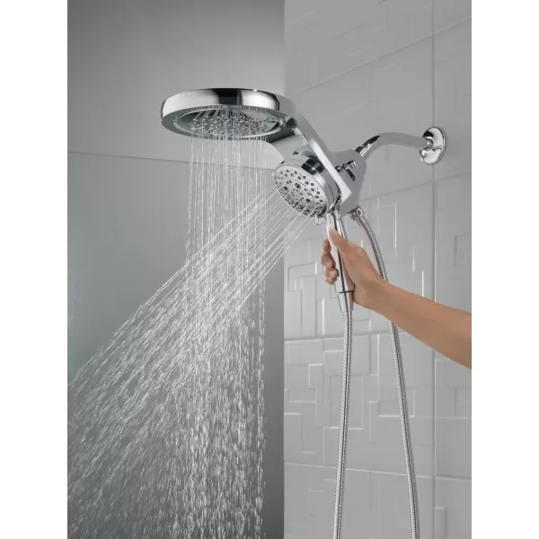 imageDelta Faucet HydroRain 5Spray H2Okinetic Dual Shower Head with Handheld Spray Gold Shower Head with Hose Handheld Shower Heads 25 GPM Flow Rate Champagne Bronze 58680CZ25Chrome